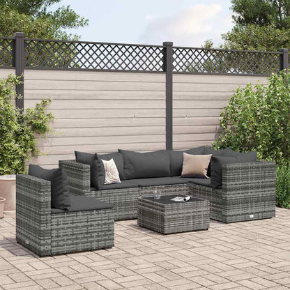 Set Divani da Giardino 6 pz con Cuscini in Polyrattan Grigio | homemem39