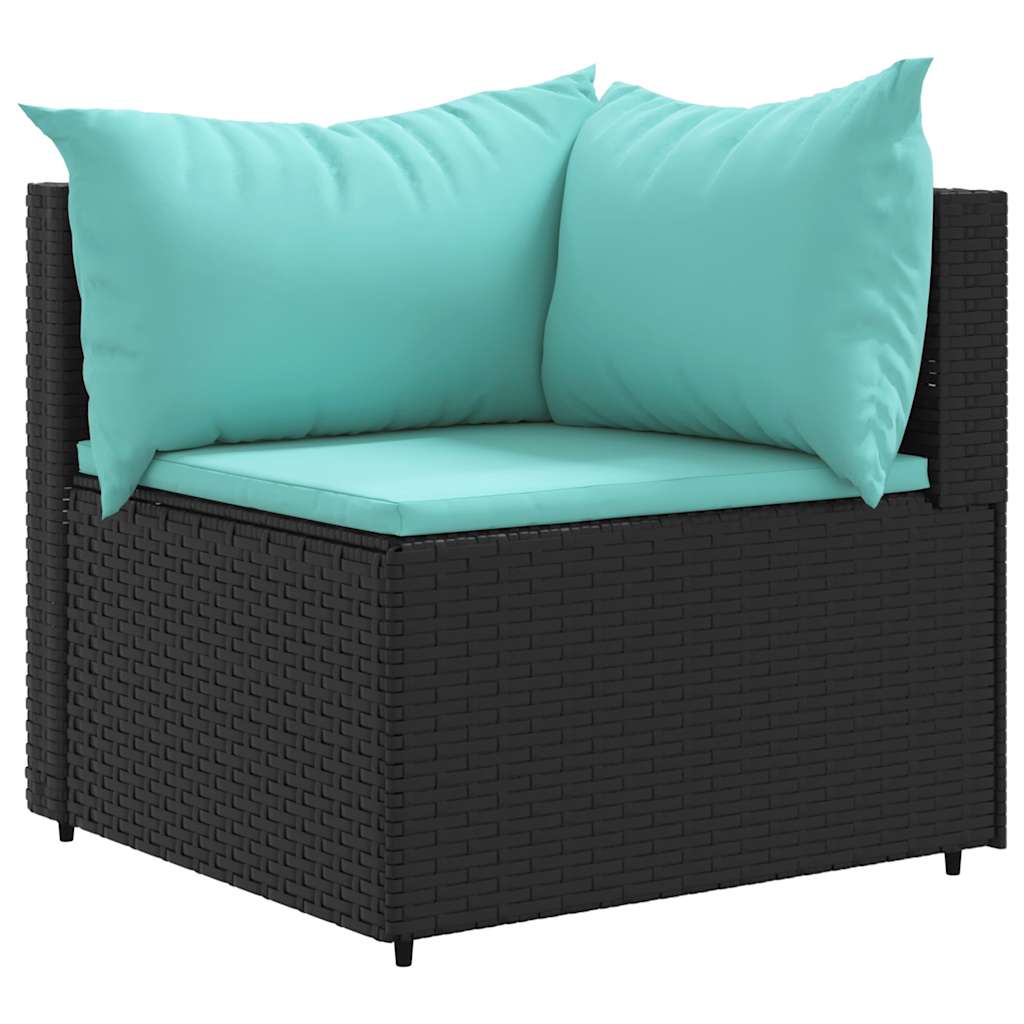 Set Mobili da Giardino 6 pz con Cuscini in Polyrattan Nero | homemem39