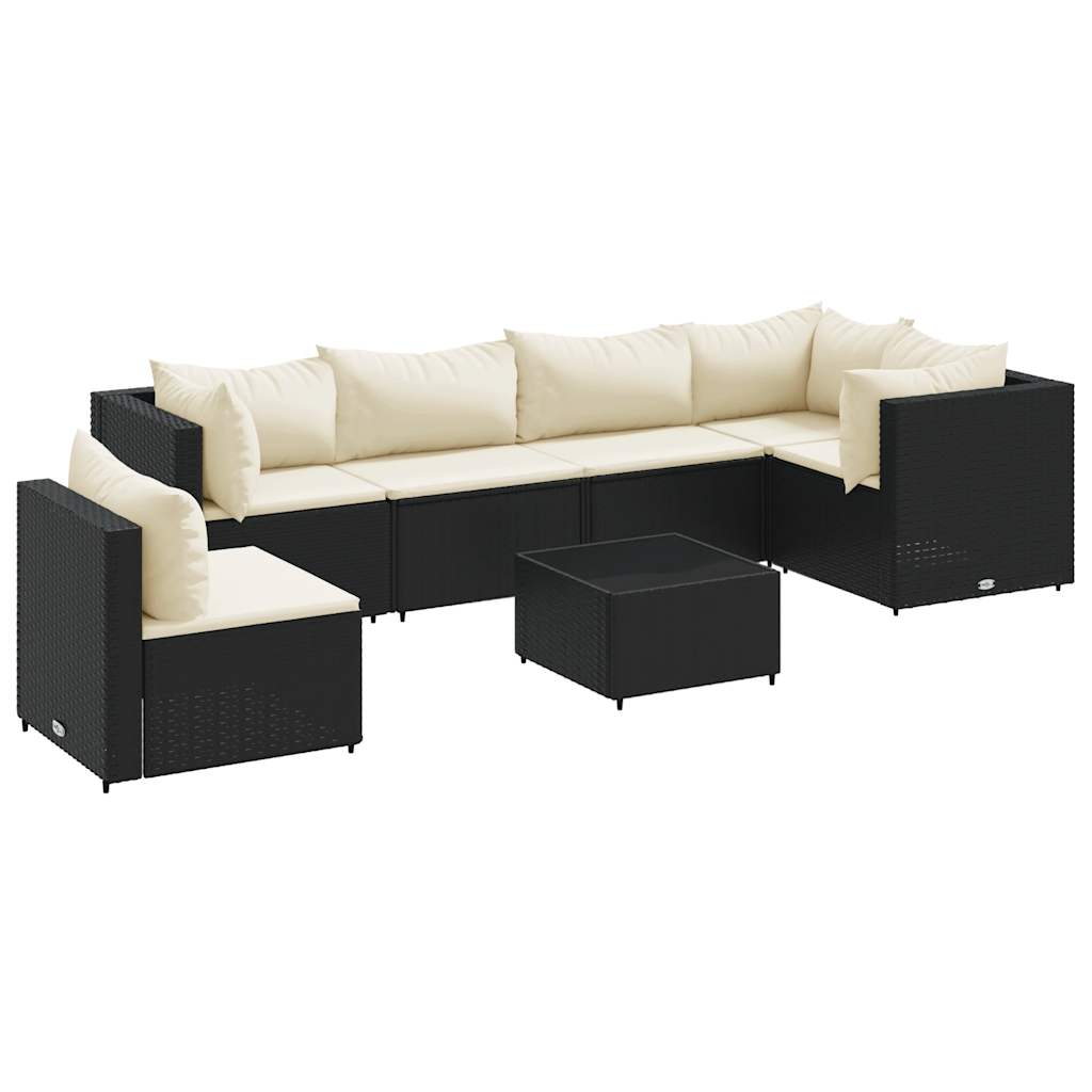 Set Salotto da Giardino con Cuscini 7pz Nero Polyrattan | homemem39