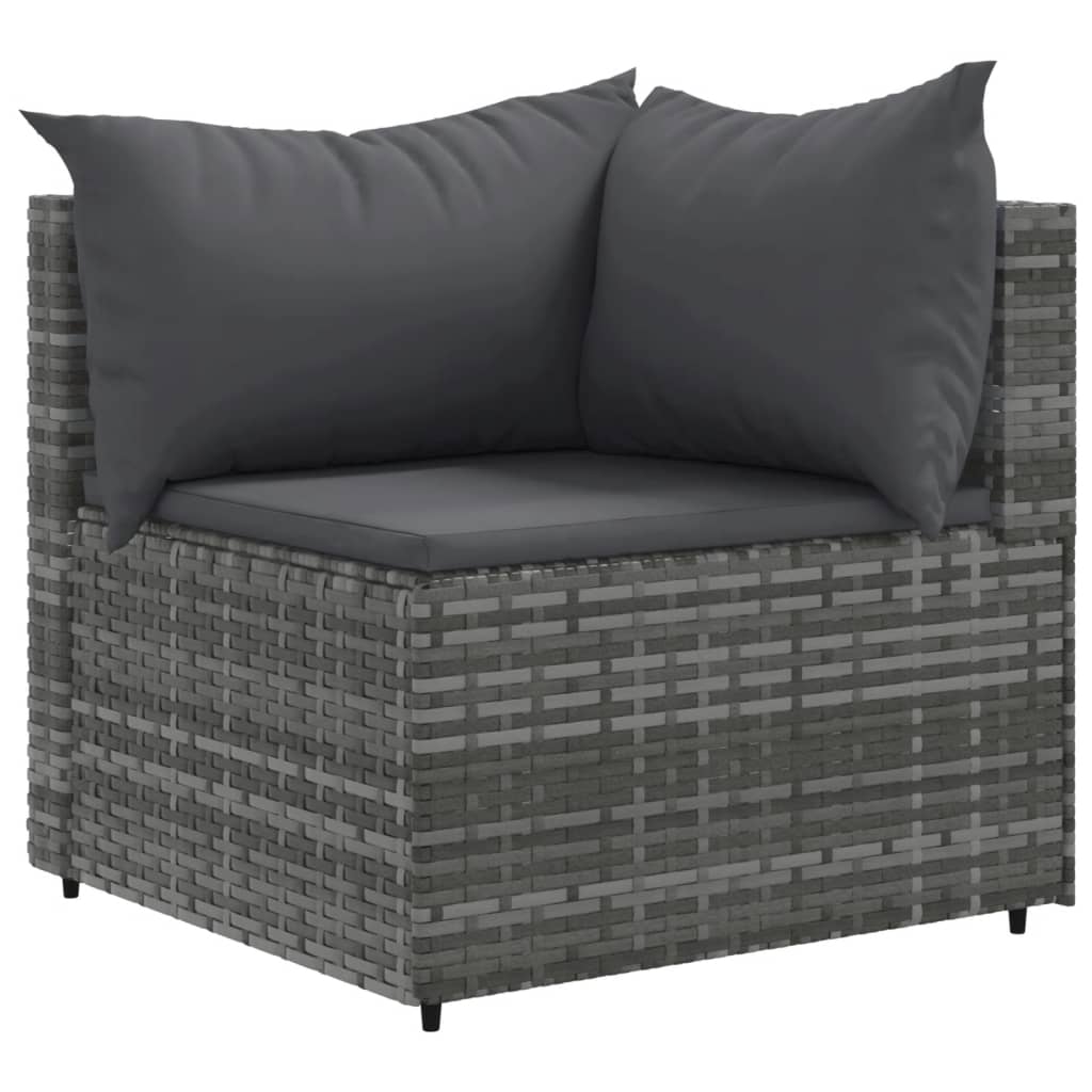 Set Divani da Giardino 7 pz con Cuscini in Polyrattan Grigio