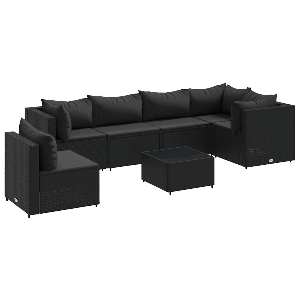 Set Salotto da Giardino con Cuscini 7pz Nero Polyrattan | homemem39