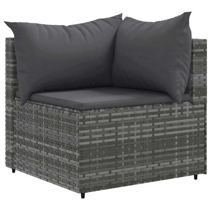 Set Divani da Giardino 7 pz con Cuscini in Polyrattan Grigio - homemem39