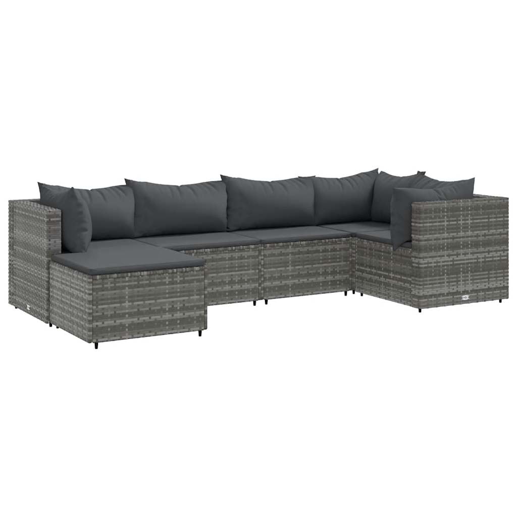 Set Divani da Giardino 6 pz con Cuscini in Polyrattan Grigio | homemem39
