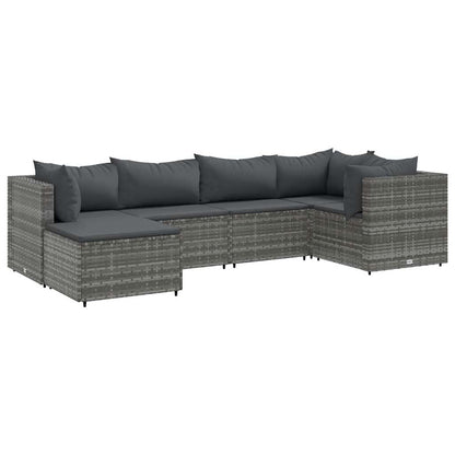 Set Divani da Giardino 6 pz con Cuscini in Polyrattan Grigio | homemem39
