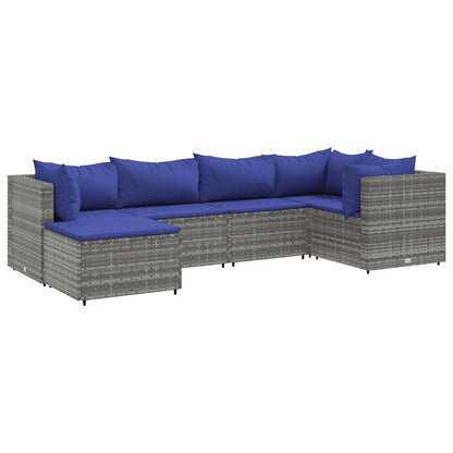 Set Divani da Giardino 6 pz con Cuscini in Polyrattan Grigio | homemem39
