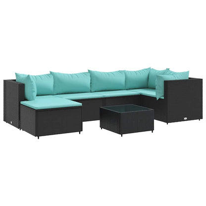 Set Salotto da Giardino con Cuscini 7pz Nero Polyrattan | homemem39