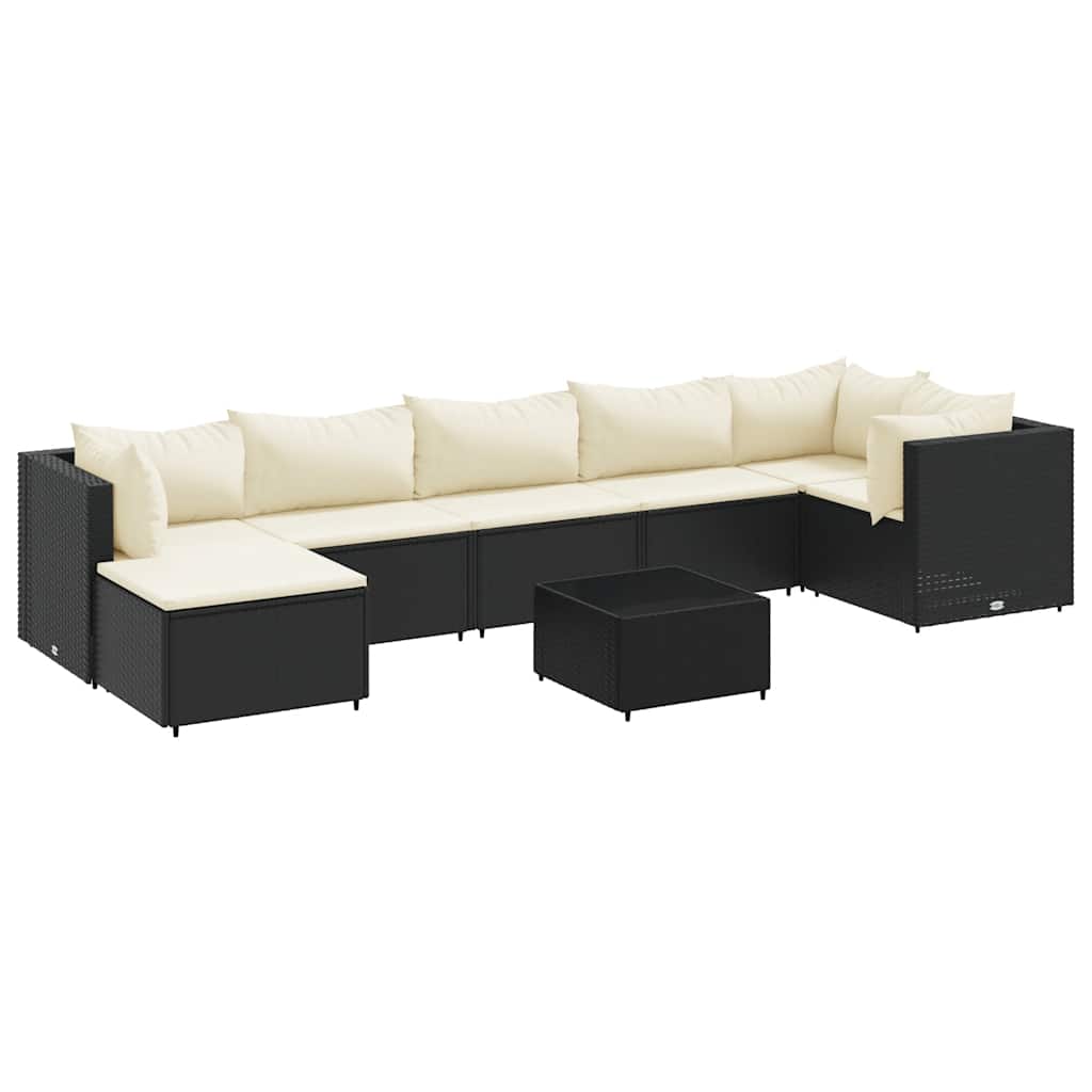 Set Mobili da Giardino con Cuscini 8 pz Nero in Polyrattan | homemem39