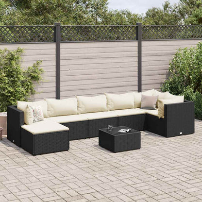 Set Mobili da Giardino con Cuscini 8 pz Nero in Polyrattan | homemem39