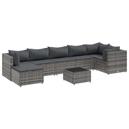 Set Divani da Giardino 8 pz con Cuscini in Polyrattan Grigio - homemem39