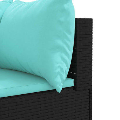 Set Mobili da Giardino con Cuscini 8 pz Nero in Polyrattan | homemem39