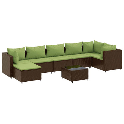 Set Divani da Giardino 8 pz con Cuscini in Polyrattan Marrone | homemem39