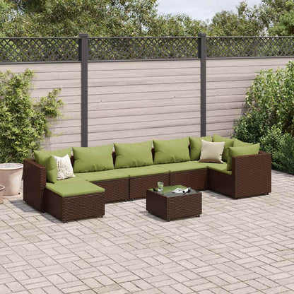 Set Divani da Giardino 8 pz con Cuscini in Polyrattan Marrone | homemem39