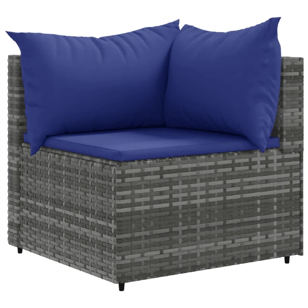 Set Divani da Giardino 8 pz con Cuscini in Polyrattan Grigio