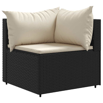 Set Mobili da Giardino 6 pz con Cuscini in Polyrattan Nero | homemem39