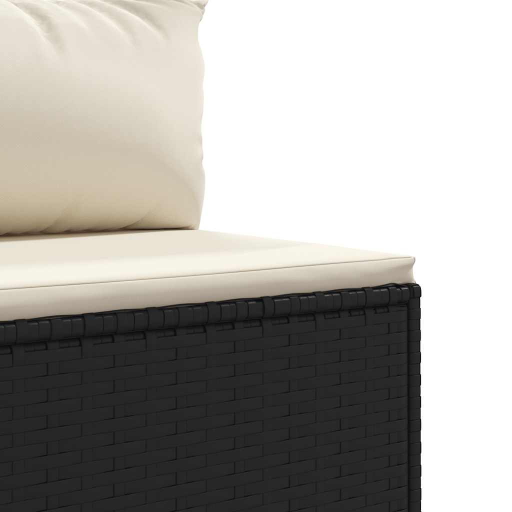 Set Mobili da Giardino 6 pz con Cuscini in Polyrattan Nero | homemem39