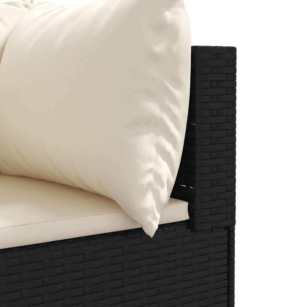 Set Mobili da Giardino 6 pz con Cuscini in Polyrattan Nero | homemem39