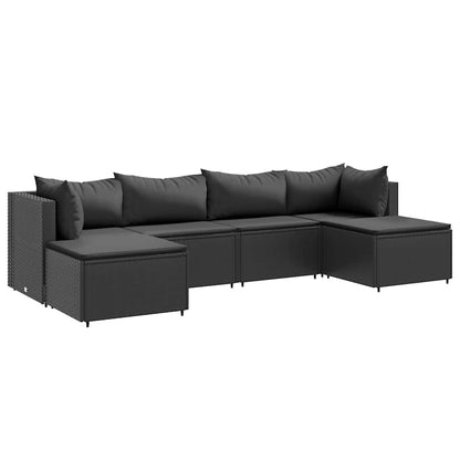 Set Mobili da Giardino 6 pz con Cuscini in Polyrattan Nero - homemem39