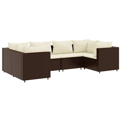 Set Mobili da Giardino 6pz con Cuscini in Polyrattan Marrone - homemem39