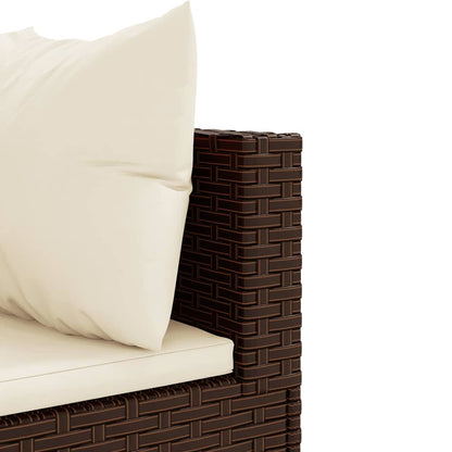 Set Mobili da Giardino 6pz con Cuscini in Polyrattan Marrone