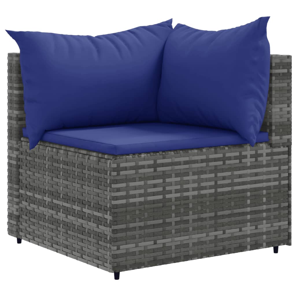 Set Divani da Giardino 6 pz con Cuscini in Polyrattan Grigio