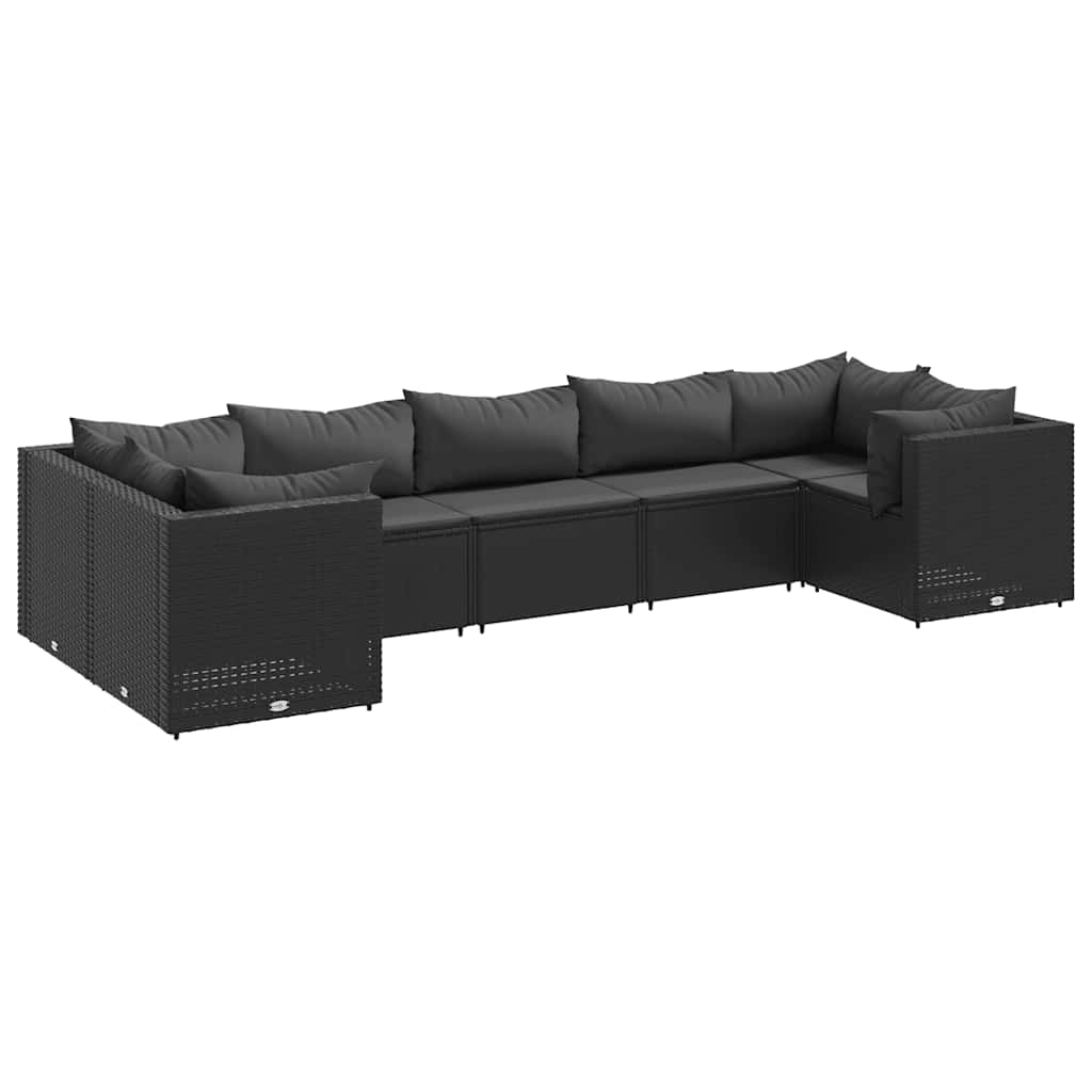 Set Salotto da Giardino con Cuscini 7pz Nero Polyrattan - homemem39