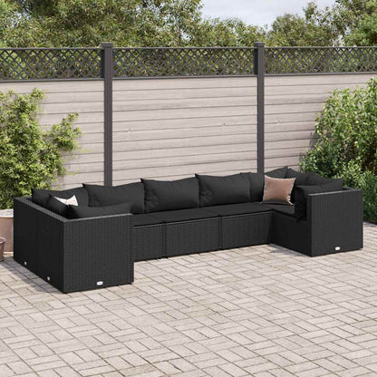 Set Salotto da Giardino con Cuscini 7pz Nero Polyrattan - homemem39