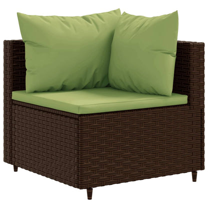 Set Divani da Giardino 10 pz con Cuscini in Polyrattan Marrone