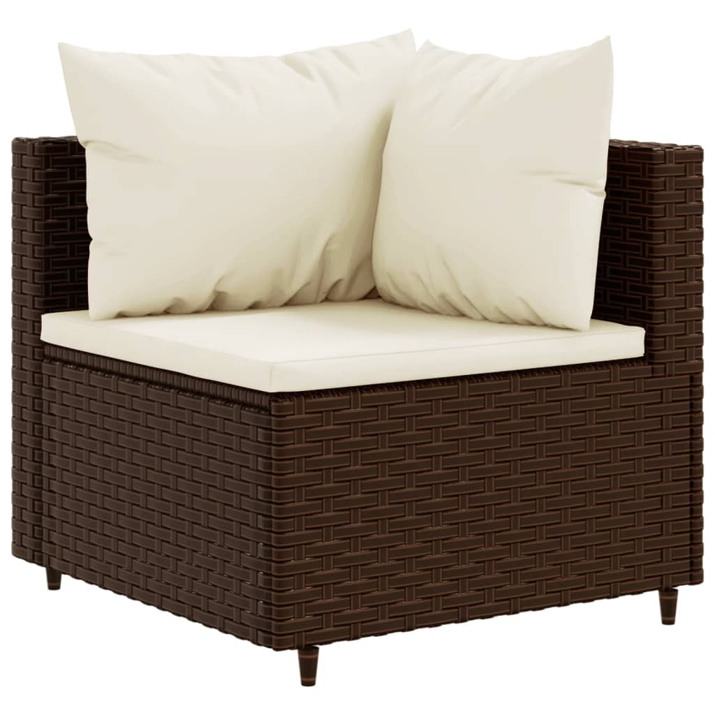 Set Divani da Giardino 10 pz con Cuscini in Polyrattan Marrone