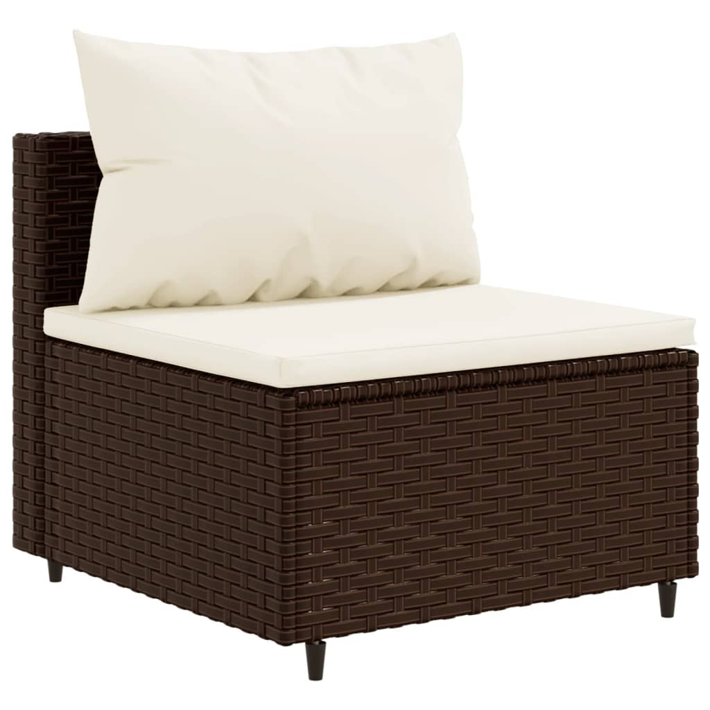 Set Divani da Giardino 10 pz con Cuscini in Polyrattan Marrone