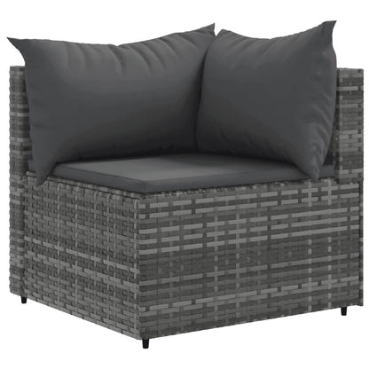 Set Divani da Giardino 10 pz con Cuscini in Polyrattan Grigio