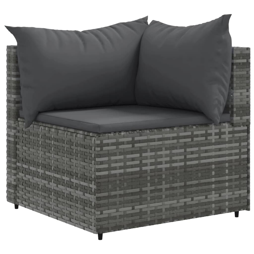 Set Divani da Giardino 11 pz con Cuscini in Polyrattan Grigio | homemem39