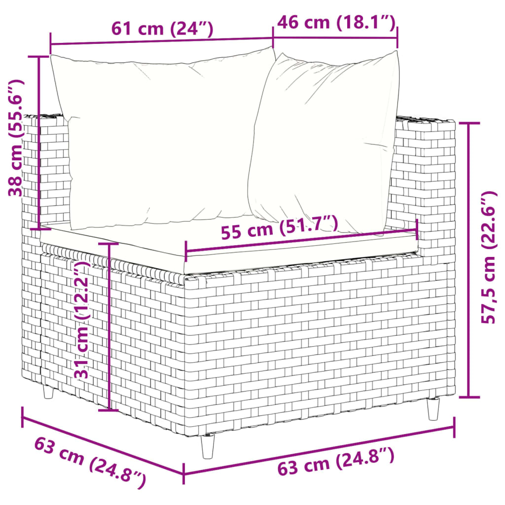 Set Divani da Giardino 9 pz con Cuscini Nero in Polyrattan | homemem39