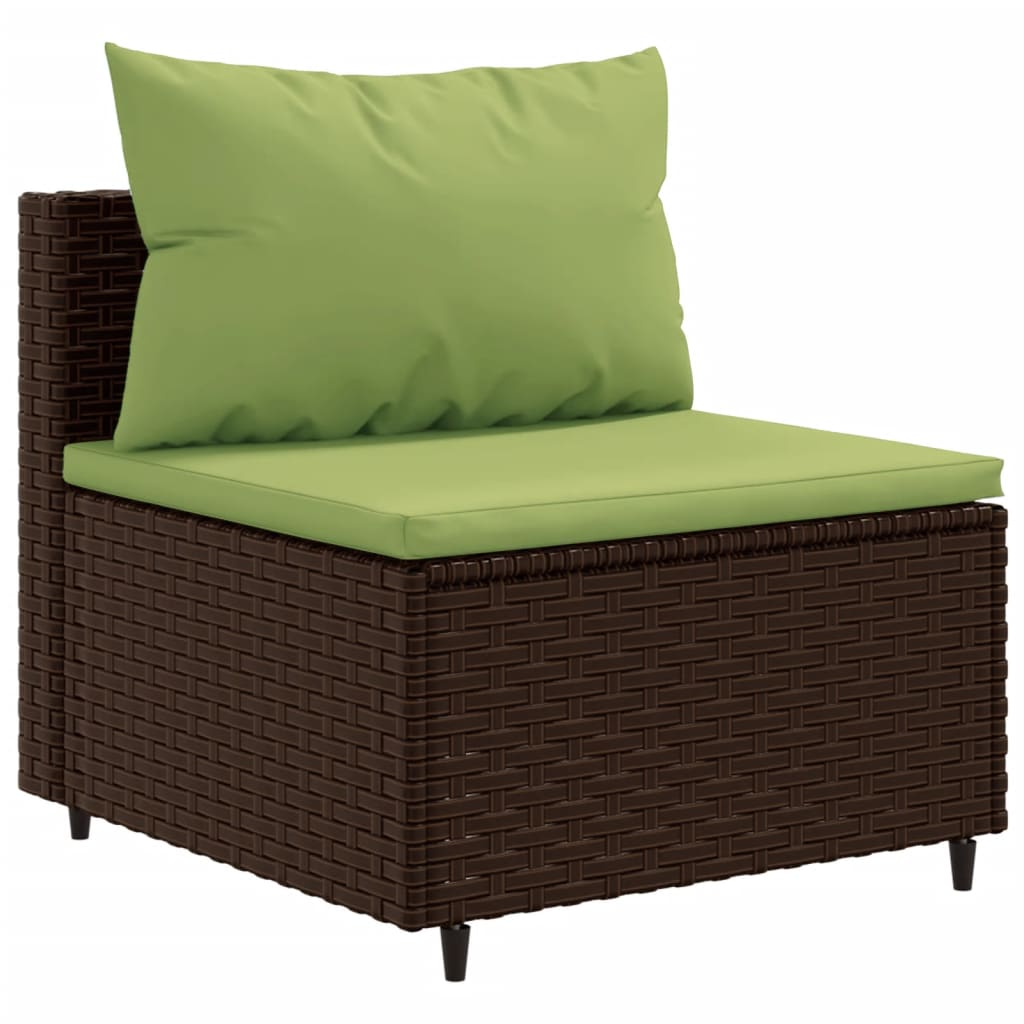 Set Divani da Giardino 10pz con Cuscini in Polyrattan Marrone