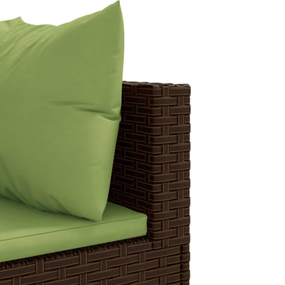 Set Divani da Giardino 10pz con Cuscini in Polyrattan Marrone