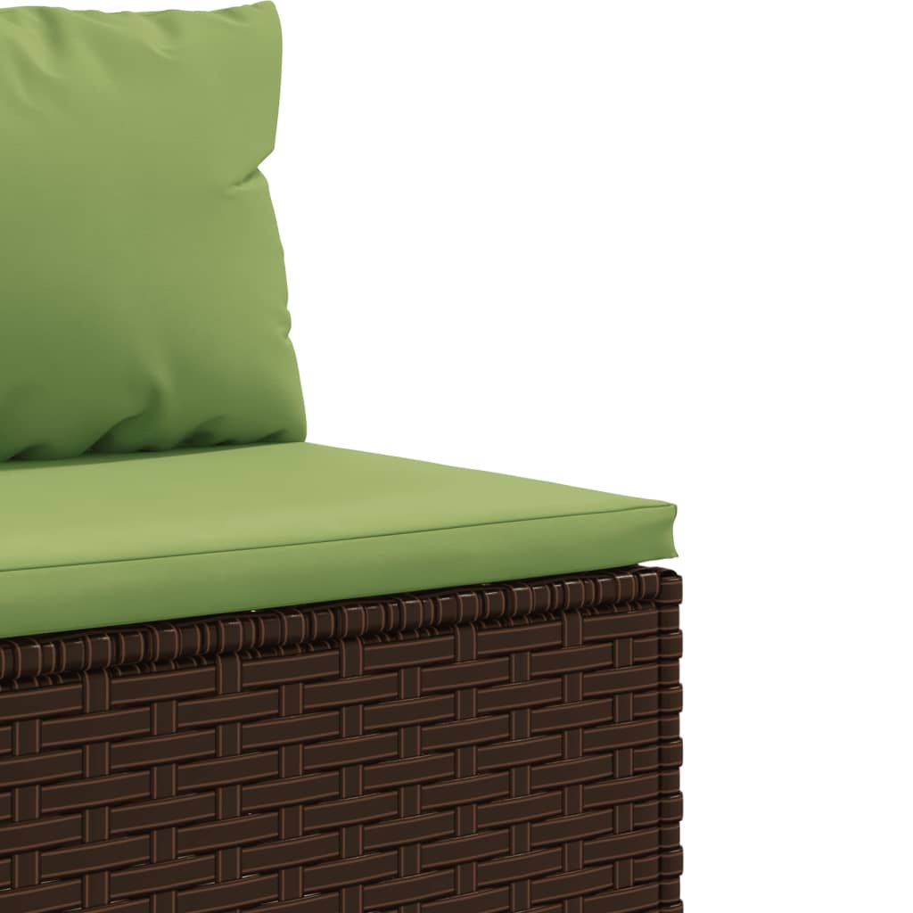 Set Divani da Giardino 10pz con Cuscini in Polyrattan Marrone