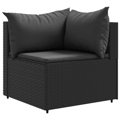 Set Divani da Giardino 10pz con Cuscini in Polyrattan Nero