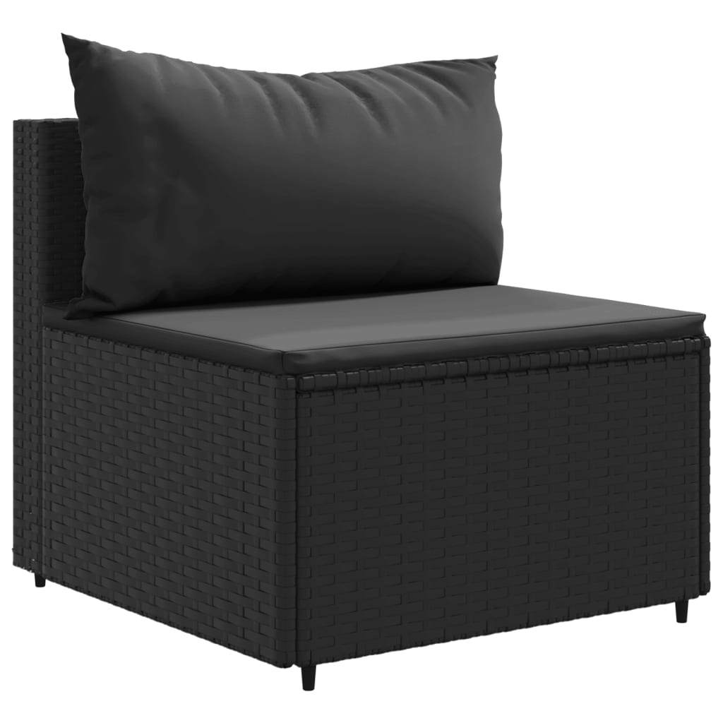 Set Divani da Giardino 10pz con Cuscini in Polyrattan Nero