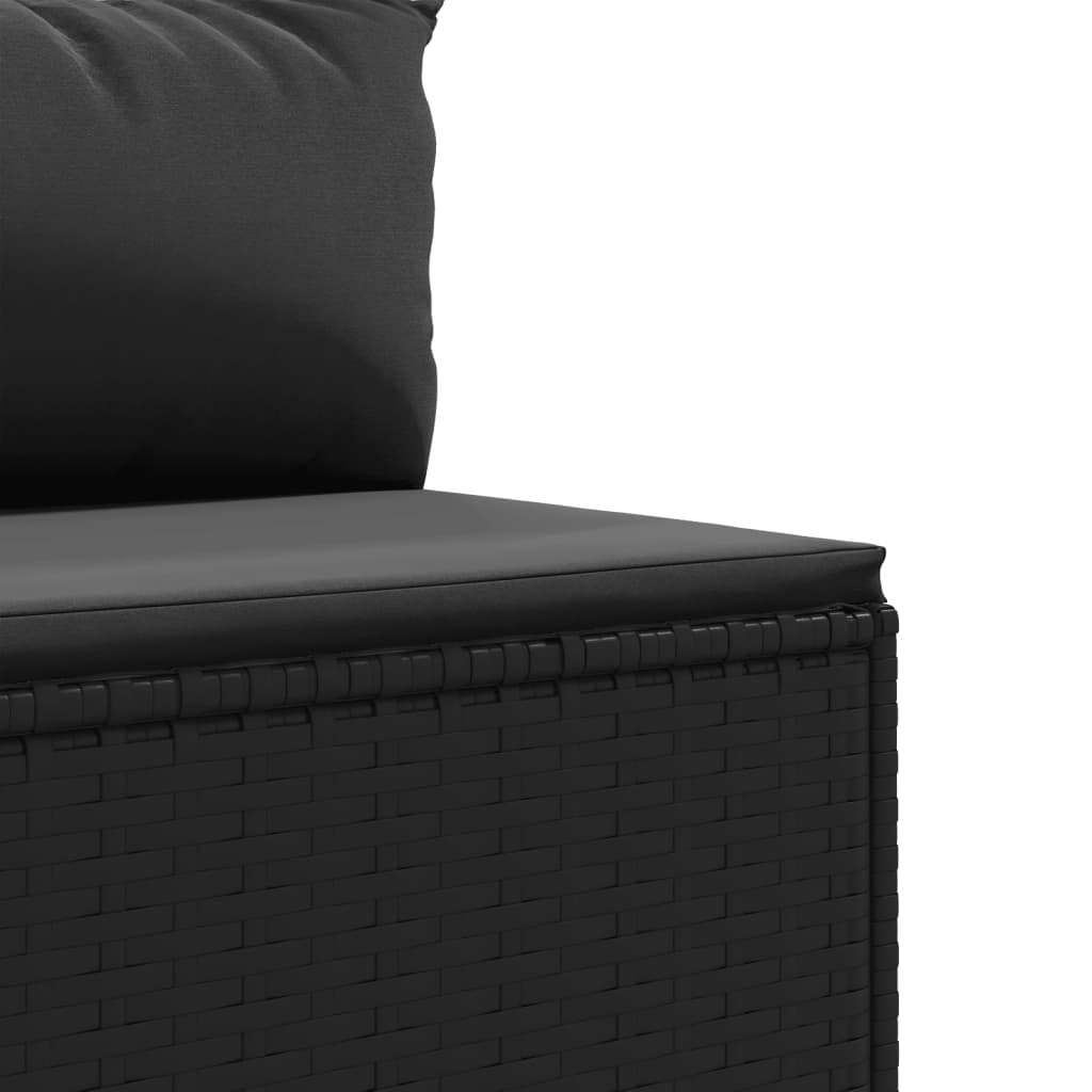 Set Divani da Giardino 10pz con Cuscini in Polyrattan Nero