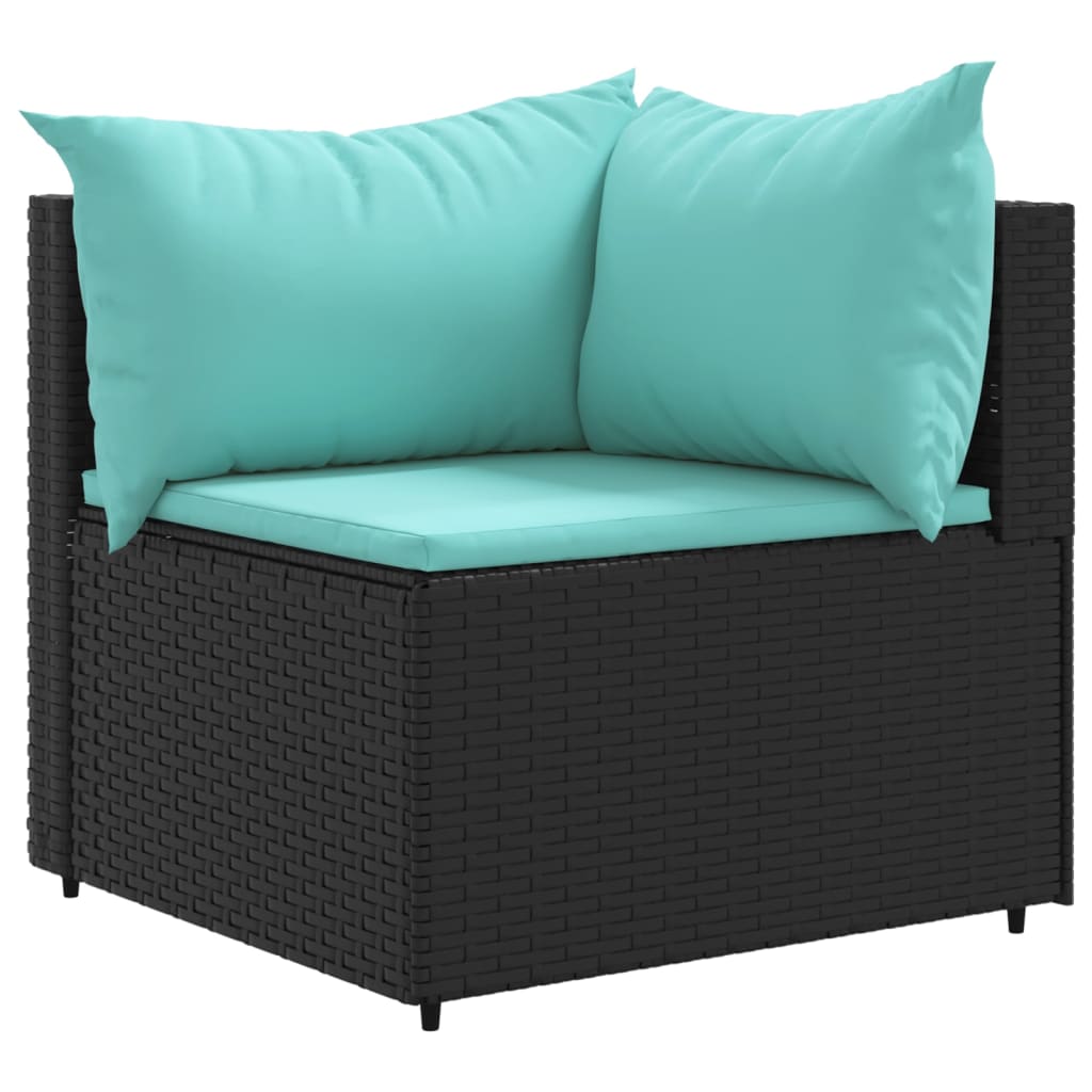 Set Divani da Giardino 10pz con Cuscini in Polyrattan Nero | homemem39