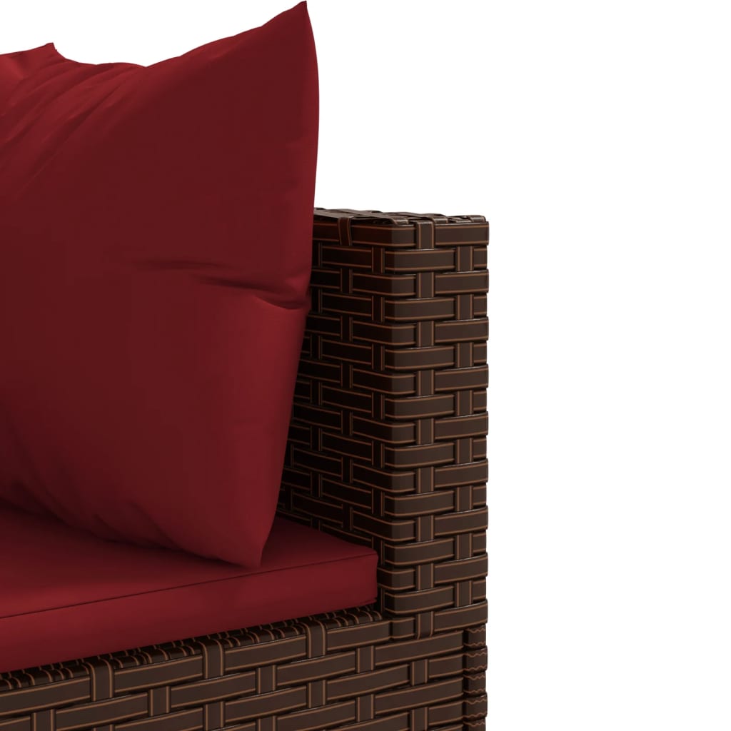 Set Divani da Giardino 10pz con Cuscini in Polyrattan Marrone