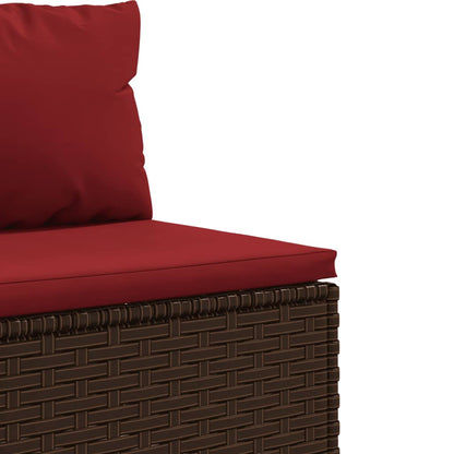 Set Divani da Giardino 10pz con Cuscini in Polyrattan Marrone