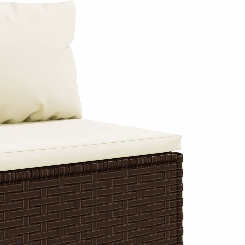 Set Divani da Giardino 11 pz con Cuscini Polyrattan Marrone