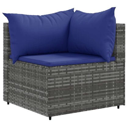 Set Divani da Giardino 11 pz con Cuscini in Polyrattan Grigio