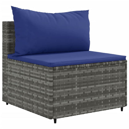 Set Divani da Giardino 11 pz con Cuscini in Polyrattan Grigio