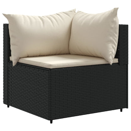 Set Divani da Giardino 10pz con Cuscini in Polyrattan Nero