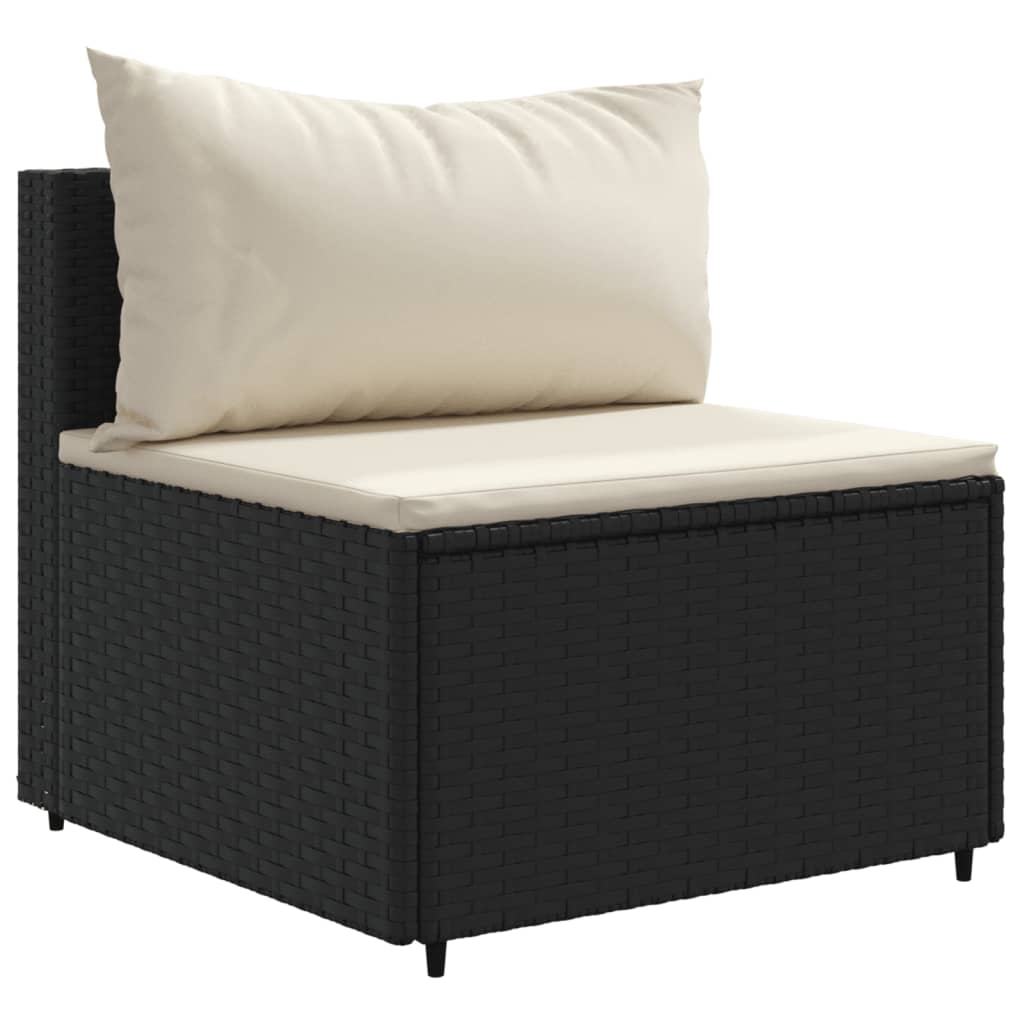 Set Divani da Giardino 10pz con Cuscini in Polyrattan Nero