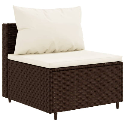 Set Divani da Giardino 10pz con Cuscini in Polyrattan Marrone