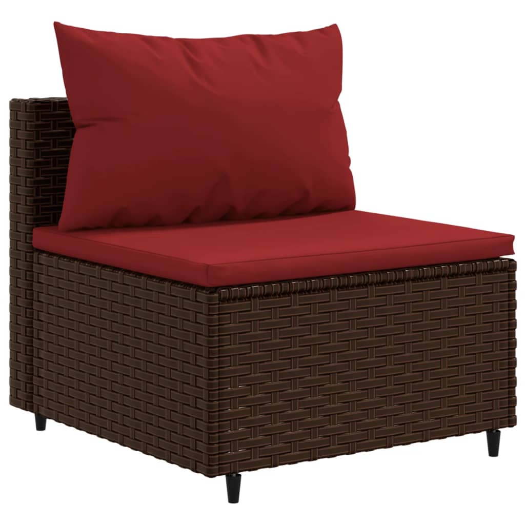 Set Divani da Giardino 10pz con Cuscini in Polyrattan Marrone