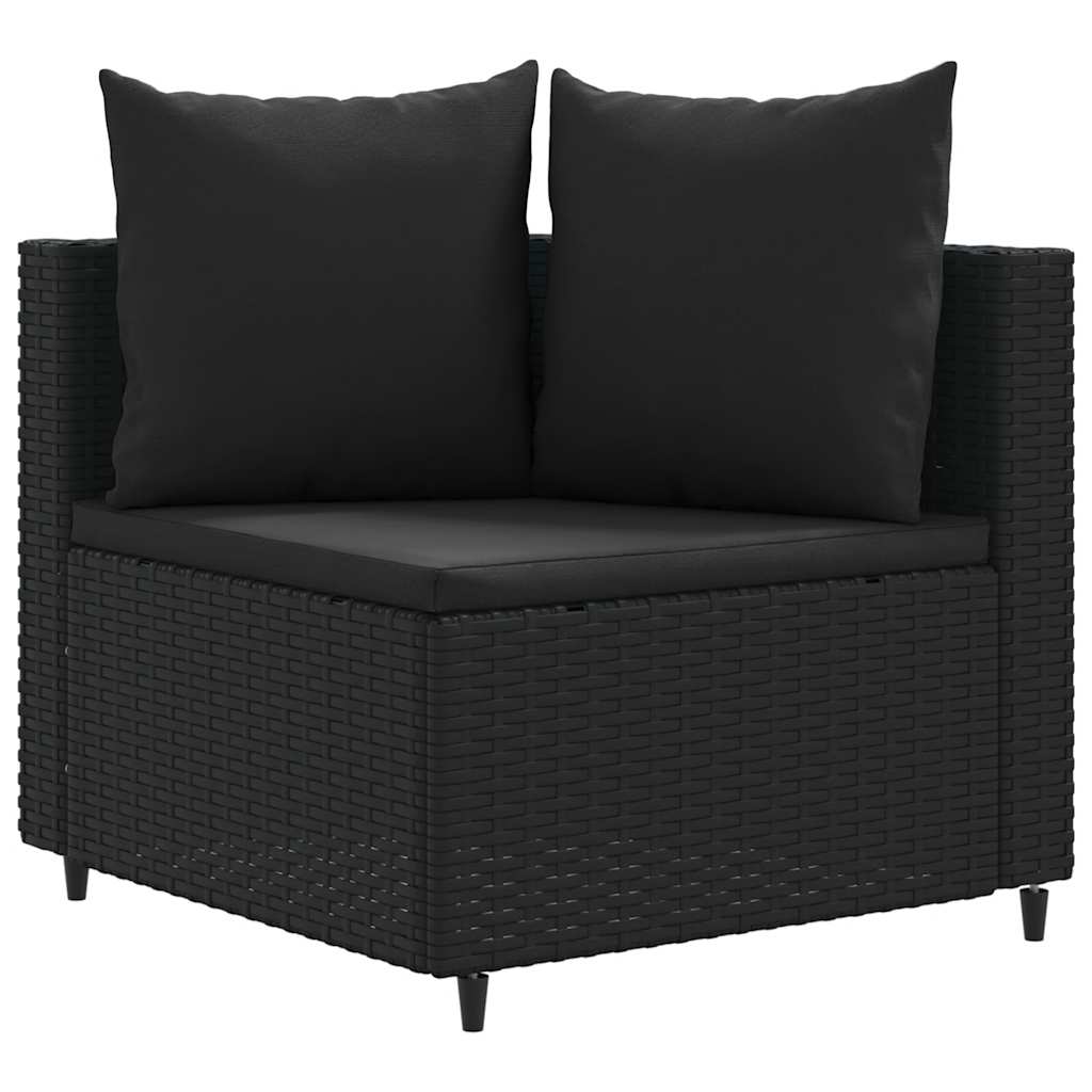 Set Divani da Giardino 4 pz con Cuscini Nero in Polyrattan - homemem39