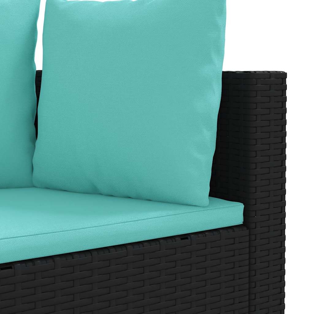 Set Divani da Giardino 4 pz con Cuscini Nero in Polyrattan - homemem39